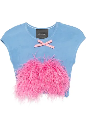 LOULOU Feather-detail T-shirt