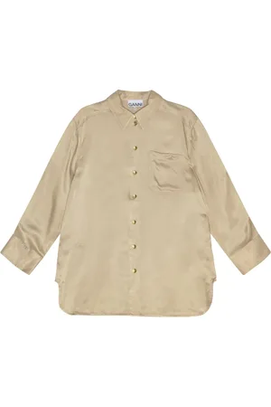 Ganni Long-sleeve satin shirt