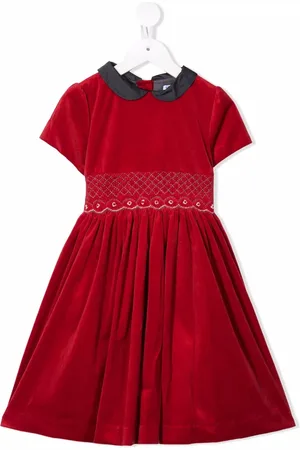 SIOLA Velvet-effect embroidered dress