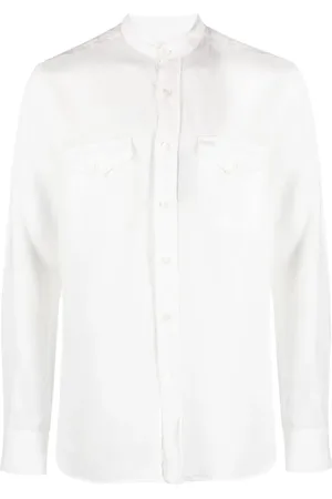 CANALI Stand-up collar linen shirt