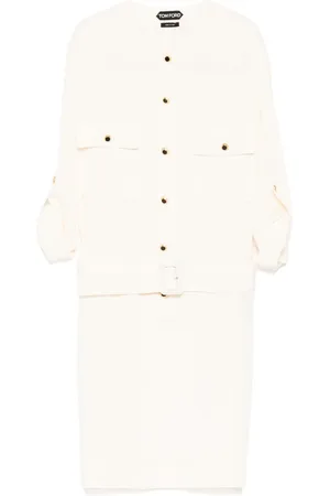 Tom Ford Textured belted mini shirt dress