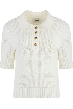 ST. JOHN Knitted cotton polo shirt