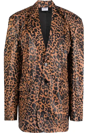 Vetements Leopard-print leather blazer
