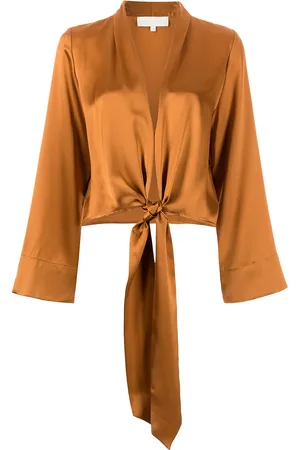 Michelle Mason Long sleeved tie-waist blouse