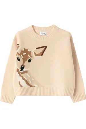Il gufo Fawn-embroidered wool jumper