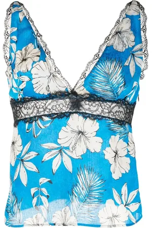 Pinko Floral-print lace-trimmed top