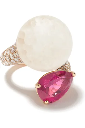De Grisogono 18kt rose gold, quartz, rhodolite and diamond curved ring