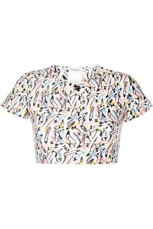 CHANEL 1995 shoe-print cropped T-shirt