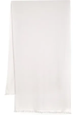 N.PEAL Cashmere frayed-trim pashmina shawl