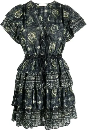 ULLA JOHNSON Graphic-print short-sleeve mini dress