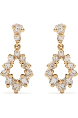 Suzanne Kalan 18kt yellow Princess diamond pear drop earrings