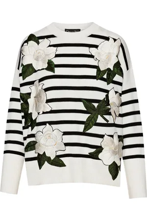 Oscar de la Renta Gardenia striped threadwork jumper