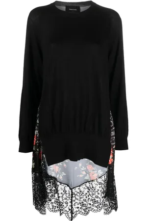 Simone Rocha Panelled asymmetric lace-trim top