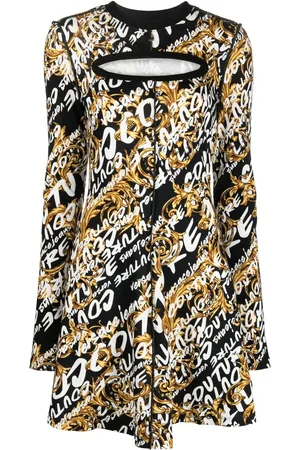 VERSACE Brushed logo-print mini dress