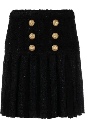 Balmain High-waisted button-detail skirt
