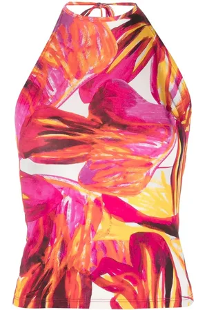 Louisa Ballou Floral-print halterneck top