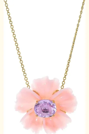 Irene Neuwirth 18K yellow opal kunzite flower necklace