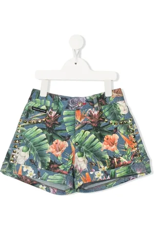 Philipp Plein Floral-print studded shorts