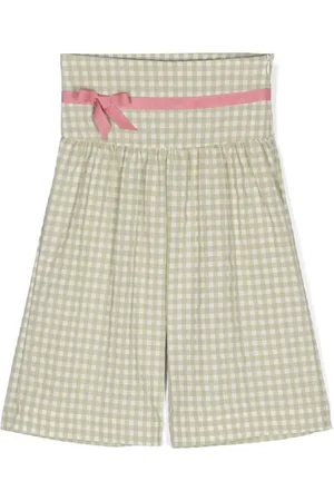LA STUPENDERIA Bow-detail gingham-pattern trousers
