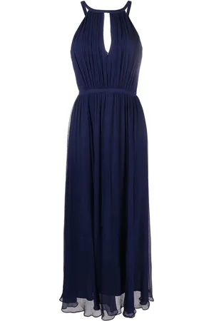 Ralph Lauren Keyhole-detail pleated gown