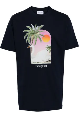 Family First Swan-print cotton T-shirt