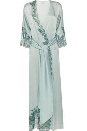 CARINE GILSON Calais-Caudry lace-trim silk robe