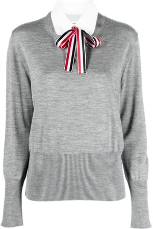 Thom Browne Jersey stitch ribbon tie jumper