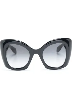 Alexander McQueen Logo-engraved butterfly-frame sunglasses
