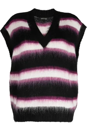 tout a coup Striped brushed-effect V-neck vest