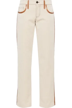 Miu Miu Leather-trim canvas trousers