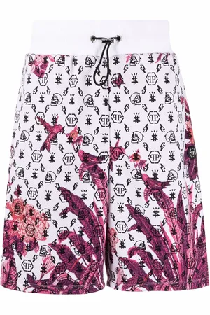 Philipp Plein Floral logo drawstring shorts