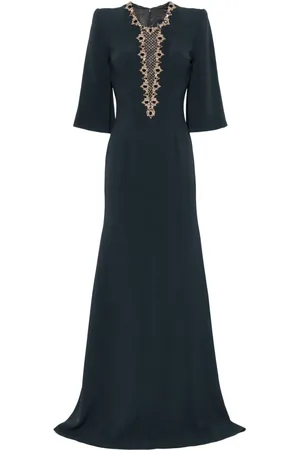 Jenny Packham Mars crystal-embellished crepe gown