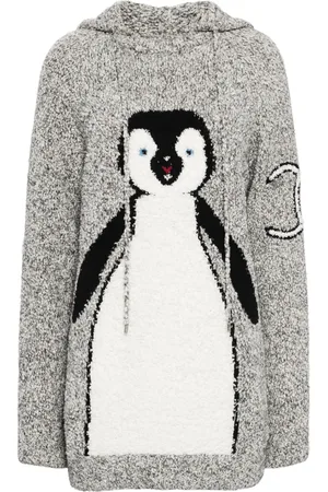 CHANEL 1990-2000s penguin-motif knitted hoodie