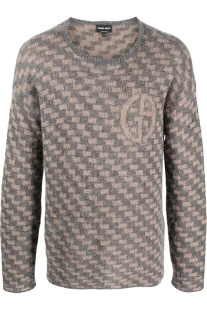 Giorgio Armani Geometric-pattern intarsia-knit jumper