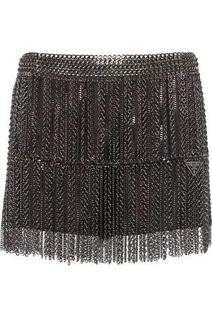 Prada Metal-chain fringed miniskirt