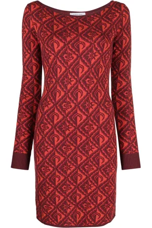 Marine Serre Moon Diamant-jacquard knitted minidress