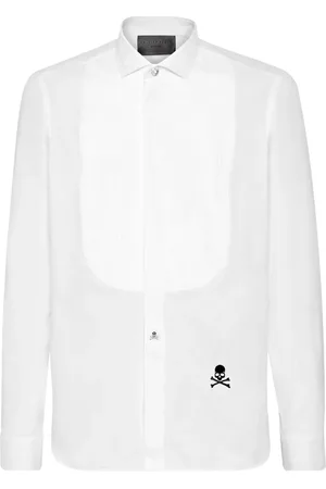 Philipp Plein Logo-embroidered pleat-detail shirt