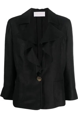 VALENTINO GARAVANI 2010 ruflle-collar single-breasted linen jacket