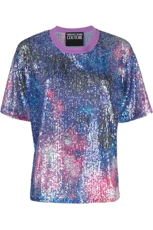 VERSACE Sequin-embellished short-sleeved T-shirt