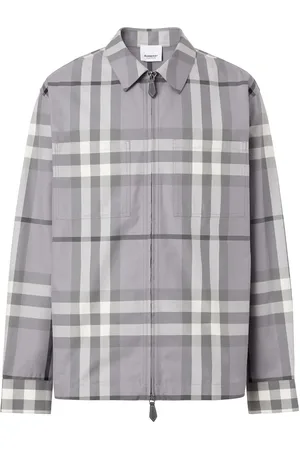 Burberry Check-patterned zip-front shirt