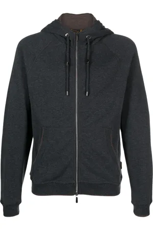 MOORER Zip-up cotton blend hoodie