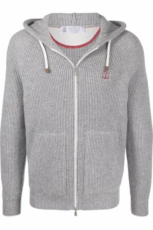 Brunello Cucinelli Logo-embroidered ribbed jacket