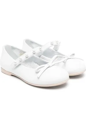 MONNALISA Bow-detail leather ballerina shoes