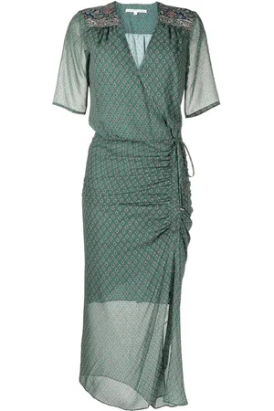 VERONICA BEARD Patterned short-sleeved silk maxi dress