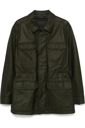 BRIONI Leather sahariana jacket