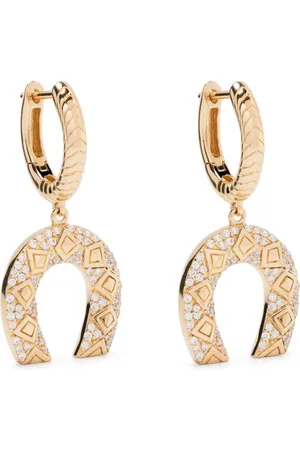 HARWELL GODFREY 18kt yellow Horseshoe diamond drop earrings