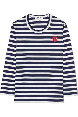 Comme des Garçons Logo-patch striped T-shirt