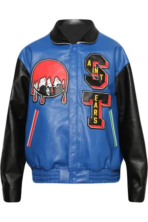 SAINT MXXXXXX X Denim Tears leather varsity jacket