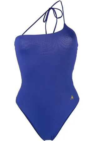 The Attico Ribbed-knit one-shoulder swimsuit