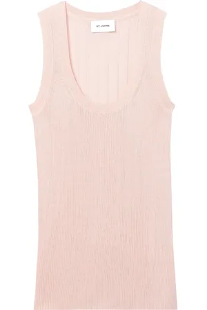 ST. JOHN Scoop-neck knitted top